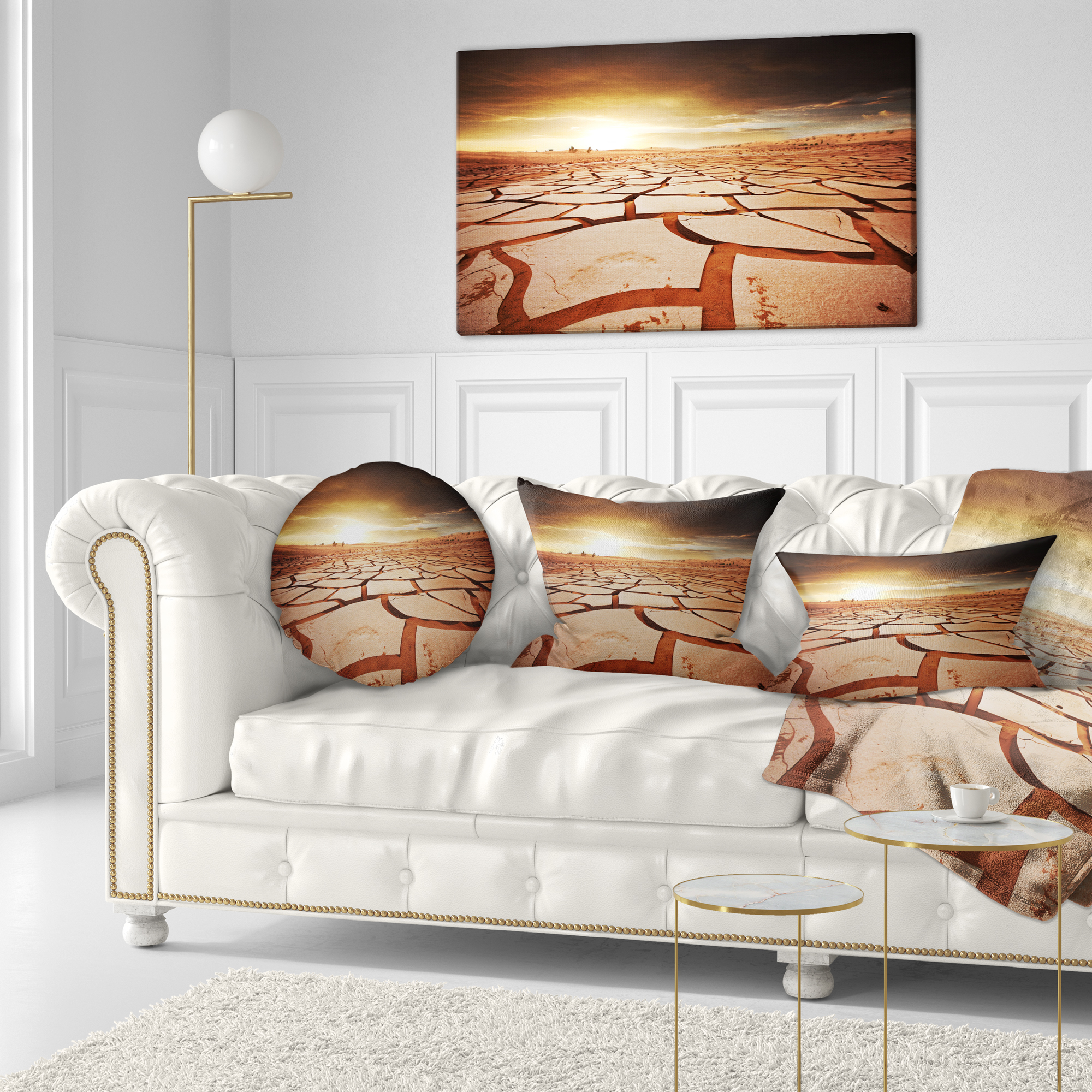 Designart Drought Land under Dark Skies - African Landscape Printed Throw Pillow - 12x20