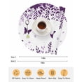 thumbnail image 6 of 13 Inch Round Placemats Set of 4, Purple Spring Botanical Non Slip Heat Insulation PP Table Mats, Weeping Eucalyptus Butterfly Washable Place Mats for Kitchen Dining Party Table Decor, 6 of 7