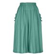 thumbnail image 6 of Lenpel Women's Cotton Linen Culottes Pants Elastic High Waisted Wide Leg Flowy Capri Pants Cropped Palazzo Trousers with Pockets, 6 of 7