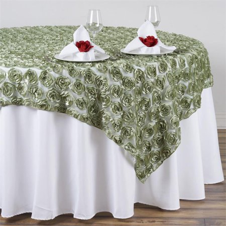 Balsacircle 72 X 72 Square Raised Roses On Lace Table Overlays