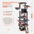 thumbnail image 3 of Pefilos 81" Tall Cat Tree for Indoor Cats, Multi-Level Cat Tower with Metal Frame Hammock, Scratching Ramp, 2 Top Perches, 2 Cozy Condos & 6 Scratching Posts, Dark Gray, 3 of 7