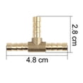 thumbnail image 4 of Hose Barb Brass 3 Way Tee Connector Adaptor 6mm for Fuel Air Water Gas Oil Pipe, 4 of 7