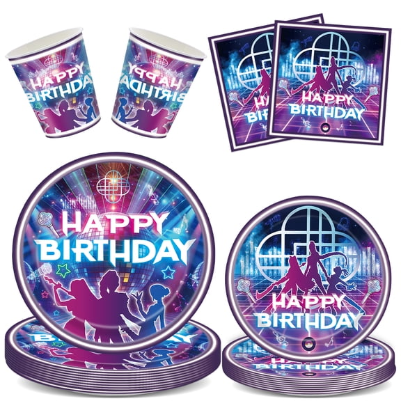 Disco Party Tableware, 64Pcs Discotheque Dinnerware Set, Ballroom Bar Party Supplies with Plates Napkins and Paper cup, for Retro 70s 80s 90s Dance Parties (16 Guests)