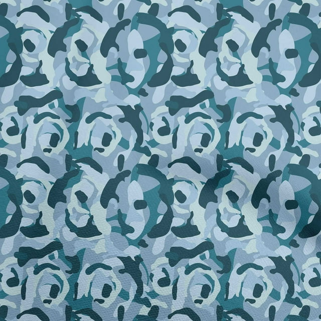 oneOone Polyester Lycra Teal Blue Fabric Abstract Sewing Craft Projects Fabric Prints By Yard 56 Inch Wide