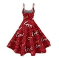 thumbnail image 3 of Valentines Day Cocktail Women's Dress Vintage Sleeveless Heart Print Swing A Line Dress Red XL, 3 of 4