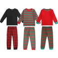 thumbnail image 3 of Conjuntos de pijamas de cuello redondo de algodón para niños y niñas, ropa de bebé con estampado de cuadros a rayas, pijamas de Navidad, venta al por mayor, 3 of 4