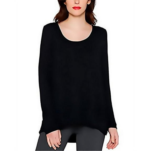 Matty M Womens Long Sleeved Black Tee, Large