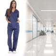thumbnail image 4 of Conjuntos de uniforme médico para mujer Uniformes médicos de seis bolsillos (cuello en V con pantalón cargo), 4 of 5