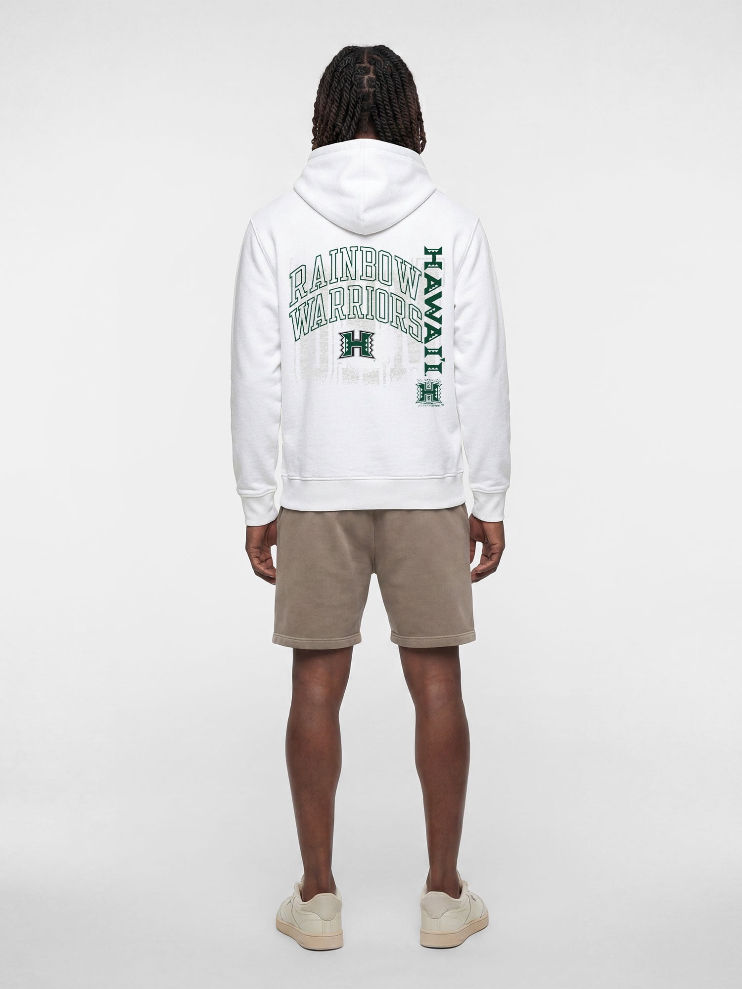 Hawaii Rainbow Warriors Reebok Mens White Hooded Sweatshirt