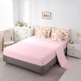 thumbnail image 5 of jejeloiu Cartoon Cute Daisy 7 Pieces Bedding Comforter Set,Kawaii Flower Floral Full Bedding Set,White Orange Pink Fitted Sheet Flat Sheet For Girl,Breathable Home Decor Reversible, 5 of 8