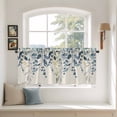 thumbnail image 2 of Navy Blue Eucalyptus Tier Curtains 36 Inch Length, Farmhouse Weeping Leaves Linen Cafe Short Curtains for Bathroom Over Sink, Small Kitchen Curtain Light Filtering Tiered Drapes 2 Panels 27.5"Wx36"L, 2 of 8