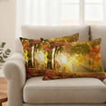 thumbnail image 2 of Orange Autumn Leaves Outdoor Waterproof Pillow Covers, Fall Trees Forest Country Rustic Decorative Rectangle Throw Pillowcase Sofa Cushion Sham for Patio/Couch/Chair, 20"x12" 2 Pack, 2 of 8