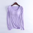 thumbnail image 2 of Long Sleeve Shirts for Women Tank Tops with Built in Bras Casual Crew Neck Solid Shirts Loose Fit Pajamas Fall Outfits for Women 2026, 2 of 6