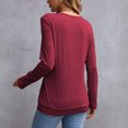 thumbnail image 4 of Women's V Neck Long Sleeve Tunic Tops Side Ruched Solid Loose Lightweight Basic T Shirts Dressy Casual Blouse Tops Fashion Outfits Wine, 4 of 4