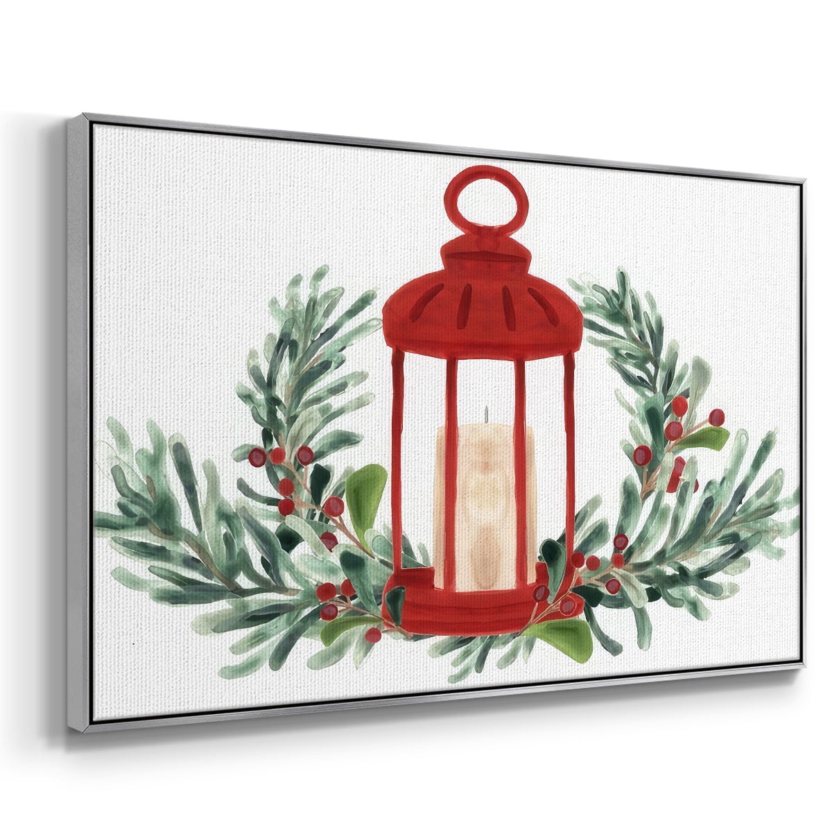 Woodland Holiday Collection A - Framed Gallery Wrapped Holiday Canvas - 25 x 37 - Silver Frame