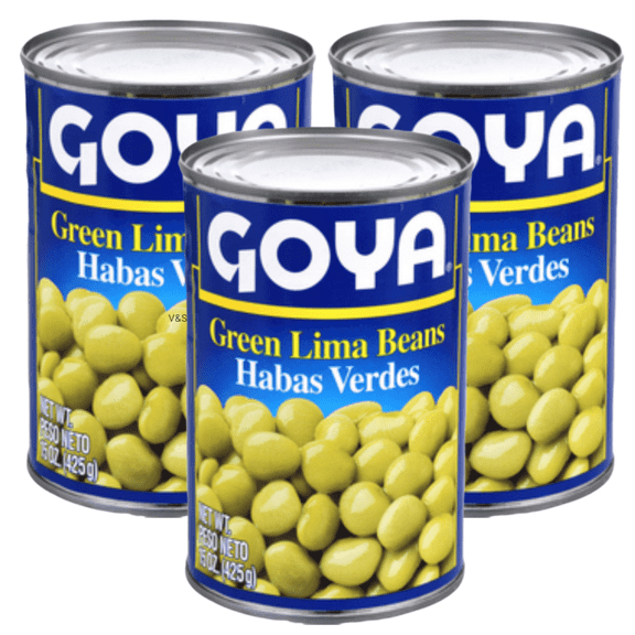 Goya Green Lima Beans, 15 oz Cans (3 Pack), Gluten Free, Vegan, Ready to Eat Butter Beans, High Fiber Pantry Staple