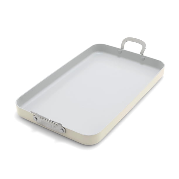 Greenpan X Bobby Flay Plancha Antiadherente De Doble Quemador De 18" X 11" Sartén Doble De Cerámica Sin Pfas Mangos De Acero Inoxidable Cocina De Doble Uso Fácil De Limpiar Apto Para Lavavajillas Y Ho