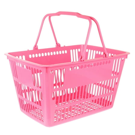 Toyandona Rosy Plastic Grocery Baskets with Handles for Household Users 1Pcs