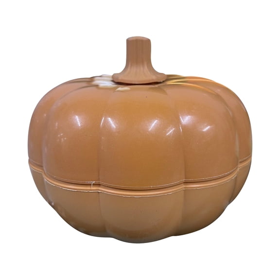 2-Tier Pumpkin Serving Bowl with Lid, Plastic Snack Tray for Candy and Snacks, Orange Harvest Decor Fruit Bowl for Halloween Party and Treats