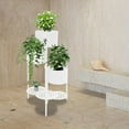 thumbnail image 2 of Corner Plant Stand, 3 Tier Foldable Corner Shelf, Metal Flower Display Stand for Balcony Living Room Office Decor, No Assembly (White), 2 of 15