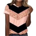 thumbnail image 2 of Fiudx Ofertas de La Semana Blusa Holgada Estampada con Cuello Redondo Retro de Manga Corta a La Moda para Mujer, 2 of 4