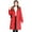 Red, variant on Lady Winter Down Coat, Thickened, Padded, Hooded, Pockets, Zipper, Closure, Knee, Length, Windproof, Heat, Retention, Daily, Cold, Weather, Outwear, Cotton, Jacket