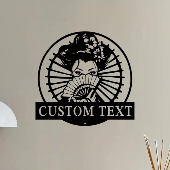 Custom Personalized Japanese Geisha Metal Wall Art,Custom Geisha Name Metal Sign,Geisha Home Decoration,Handcrafted Geisha Art