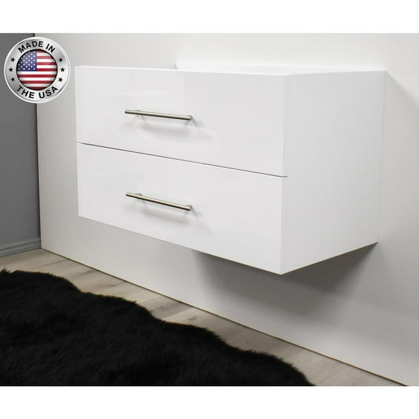 Volpa Usa Napa 36 Modern Wall Mounted Floating Bathroom Vanity In Glossy White With Round Handles Cabinet Only Com Volpa Usa Napa 36 Modern Wall Mounted, 36 Floating Vanity Cabinet Only