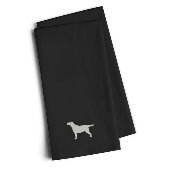 Yellow Labrador Retriever Black Embroidered Towel Set of 2