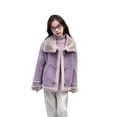 thumbnail image 4 of LIJCC Kids Girls Faux Leather Jacket with Faux Fur Sherpa Fleece Lined Parka Cropped Coat with White Collar Winter Thick Warm Coat Button up Fashion Outerwear, 4 of 6