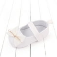 thumbnail image 5 of WEIYLL Shoes for Girls Summer Flat Bottom Lightweight Round Toe Ribbon Bow Pearl White Baby Casual Footwear 0-6 Months, 5 of 8