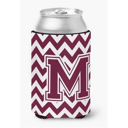 

Letter M Chevron Maroon & White Can or Bottle Hugger 0.25 x 4 x 5.5 in.