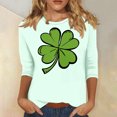thumbnail image 1 of Meichang Hauts d'Été pour Femmes Manches 3/4 T-Shirts de la Saint-Patrick Trèfle Chanceux T-Shirts Graphiques Blouses Décontractées de Printemps Col Rond, 1 of 5
