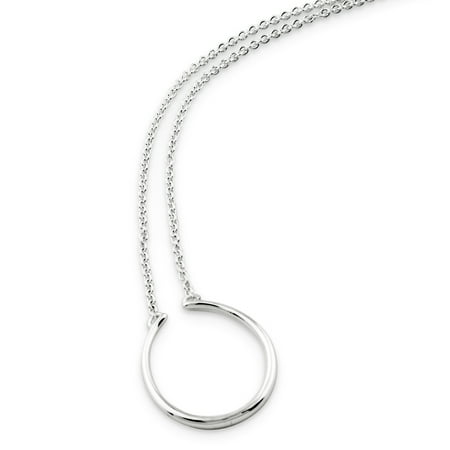 Safety Pin Charm Holder - 925 Sterling Silver Circle Holder 17in Necklace (23x23mm) Pendant / Charm