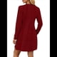 thumbnail image 3 of Vestido Tipo Suéter de Punto de Larga para Mujer, Estilo Túnica Informal con Cuello en V, Conjuntos de Moda para Otoño. Vino Tinto L, 3 of 7