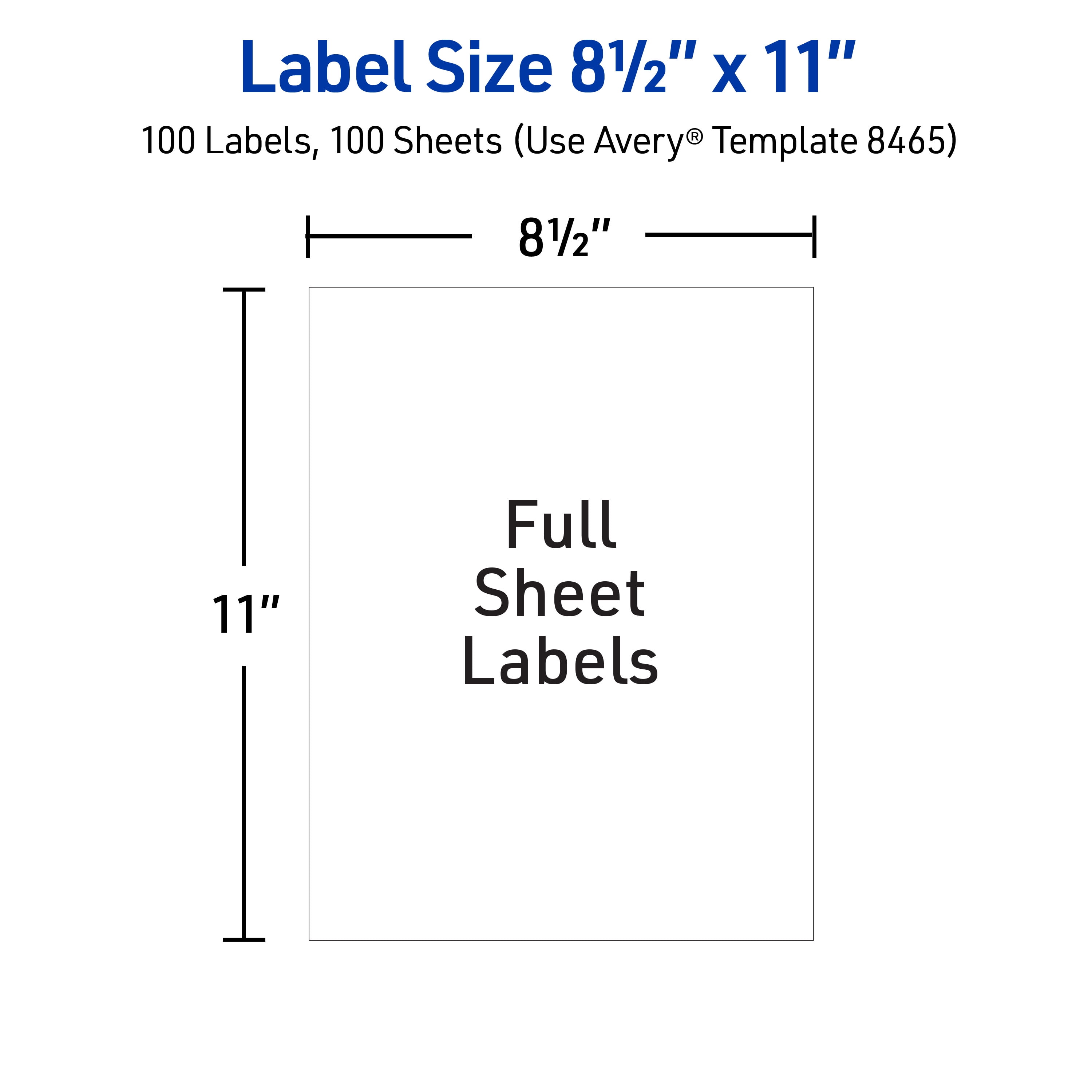 Avery Shipping Labels, 8.5" x 11", White, 100 Labels (8465)
