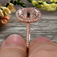 thumbnail image 4 of 10k Rose Gold 2 Carat Morganite Halo Engagement Ring 8x6mm Oval Cut Anniversary Ring Art Deco, 4 of 4