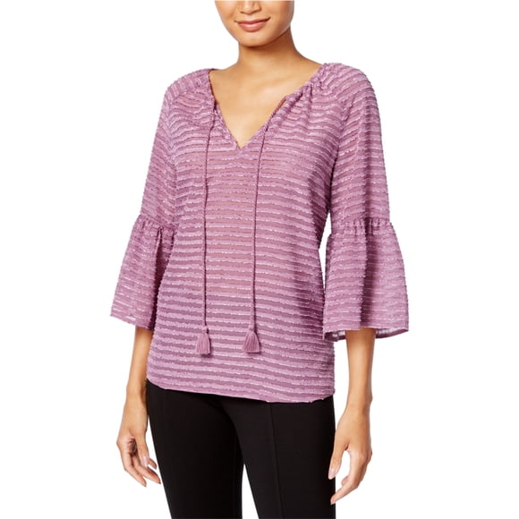 Kensie Blusa de punto a rayas para mujer, morado, grande