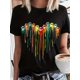 thumbnail image 1 of Camiseta informal de cuello redondo para mujer, divertida y fluida, con estampado de huella de perro, manga corta, para deportes de ocio., 1 of 6