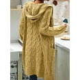 thumbnail image 3 of Winter Hooded Cardigan Sweater Coat Women Oversized Chunky Knit Open Front Long Outwear, 3 of 5