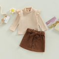 thumbnail image 4 of Baby Toddler Girl Outfits Fall Winter Clothes Turtleneck Knitted Cotton Long Sleeves Pullover Tops & Button Mini Skirts Set, 4 of 8