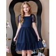 thumbnail image 3 of Arshiner Girls Dresses Formal Summer Tween Tulle Back to School Prom Tie Back Navy Dresses, 3 of 8