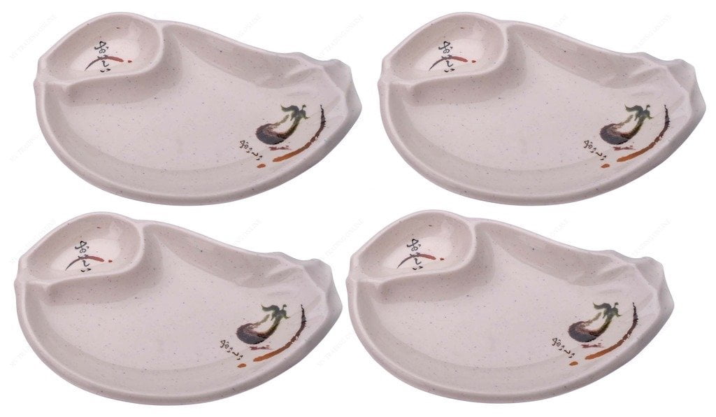 M V Trading EP132 Small Side Melamine Plates With Dipping Compartment 