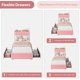thumbnail image 5 of QinaQin Base de cama tapizada con luces LED, 2 cajones y cabecera ondulada, cama con almacenamiento ideal para niñas, diseño moderno que no requiere box spring, 5 of 7