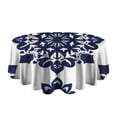 thumbnail image 5 of Blue and White Pioneer Flower Round Tablecloth 60" X 60",Wrinkle Wipeable Table Cloth for Kitchen Dining Room Picnic Patio Party, 5 of 6