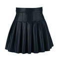 thumbnail image 4 of Faldas plisadas Prolriy para mujer, falda plisada de moda para mujer, falda de cuero de cintura alta, falda corta elegante de color sólido, faldas de mujer azul marino L, 4 of 6