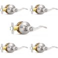 thumbnail image 1 of Wave Style Privacy Bed Bath Door Levers in Satin Nickel Finish Interior Keyless Door Handles Locksets, 1 of 7