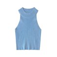 thumbnail image 1 of Jumpingount Chaleco Casual moda femenina sólido sin mangas Sexy chalecos transpirable alta elasticidad camiseta sin mangas ropa mujer Prendas para la parte del cuerpo Azul Jumpingount AP017527-05, 1 of 6