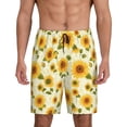 thumbnail image 3 of Lsque European-style Pattern Sunflower Mens Sleep Pajama Shorts,Short Pajama Pants, Cotton Ultra-Soft Knit-Medium, 3 of 9