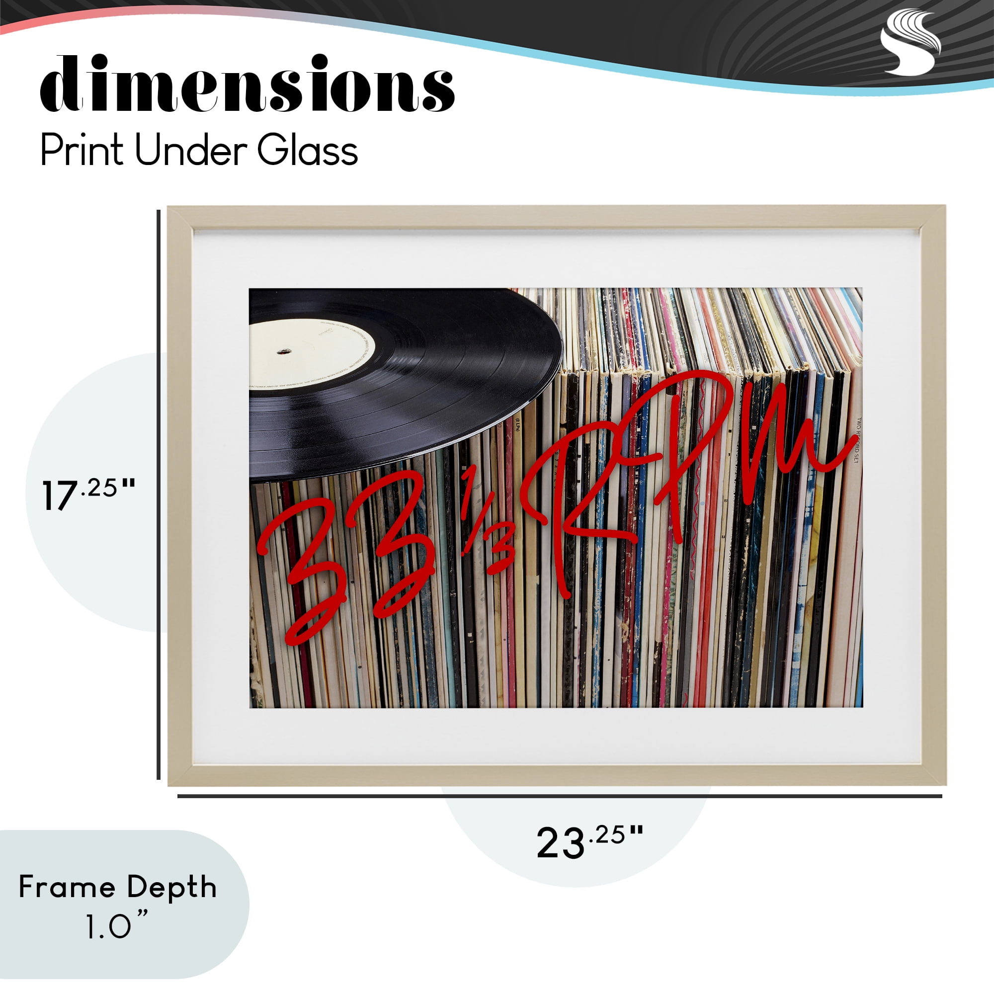 Stupell Industries Vinyl Record Stack Collection Birch Framed Print Under Glass, design by Lil' Rue